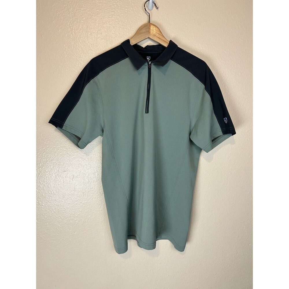 Kuhl Shadow Polo Shirt Men L Large 1/4 zip Gray Performance Hiking Camping Golf
